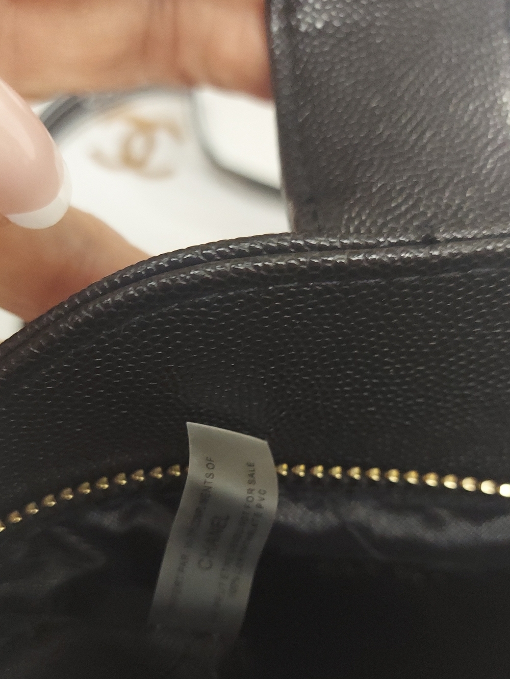Black Quilted Caviar Leather Branded Crossbody with Gold CC Hardware - Picture 5 of 7